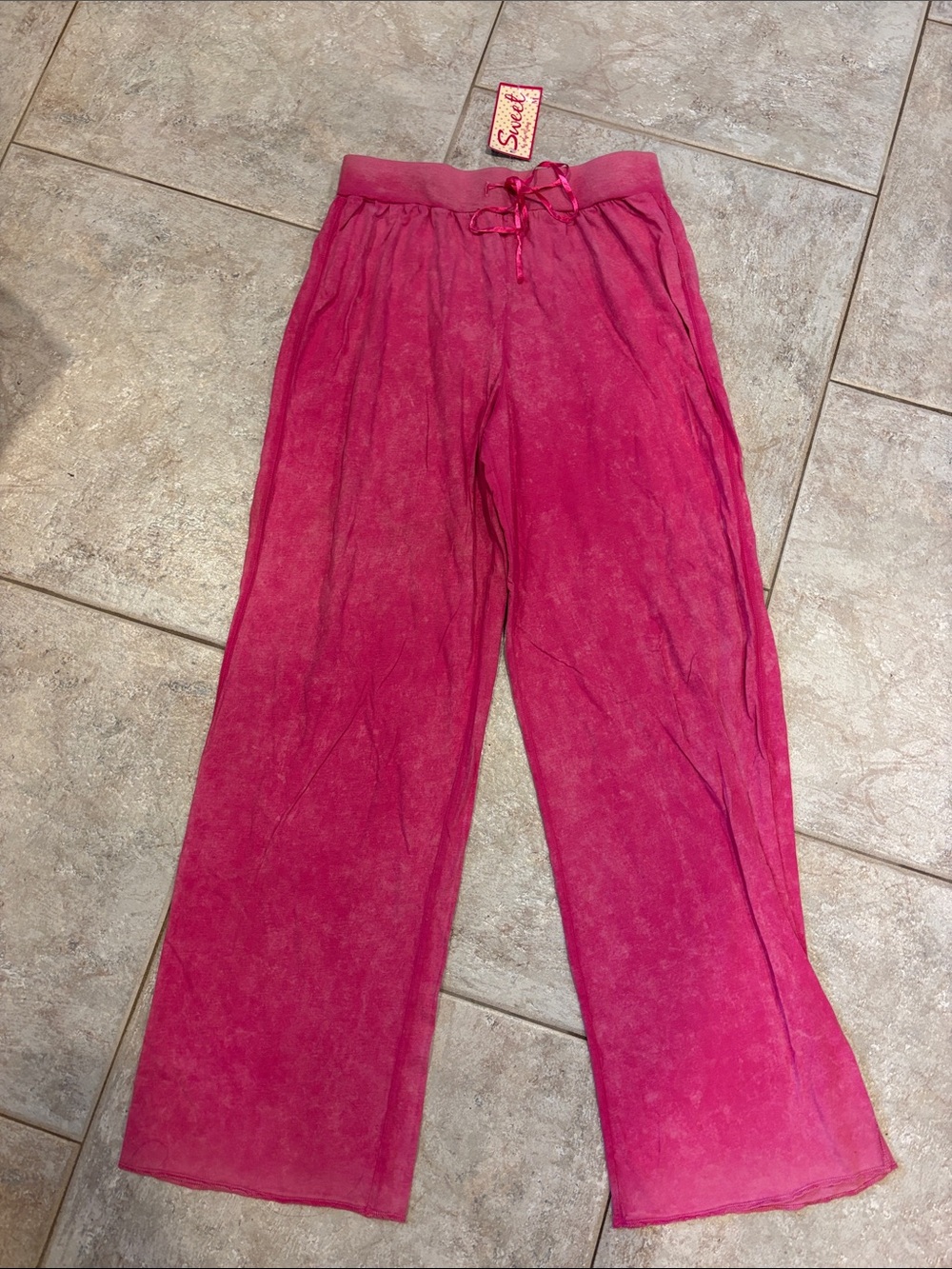 Fuchsia Drawstring Wide-Leg Lounge Pants